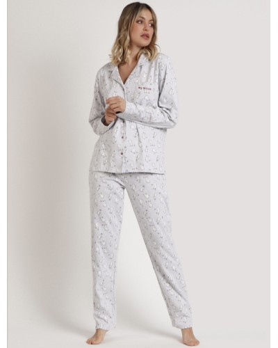 Pijama Abierto de Manga Larga para Mujer "Bunnies On The Moon"