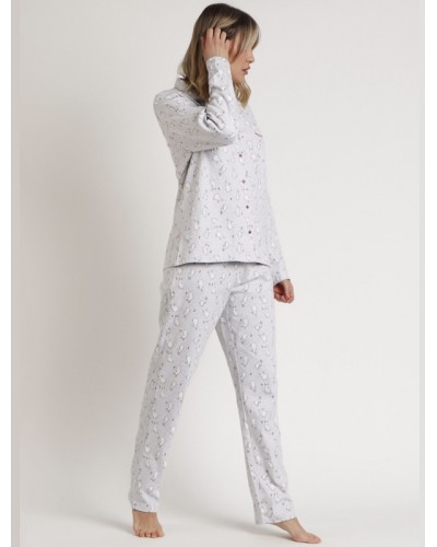 Pijama Abierto de Manga Larga para Mujer "Bunnies On The Moon"