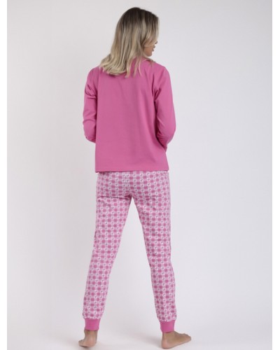 BARBIE Pijama de Mujer Manga Larga Vichy Mood en Rosa