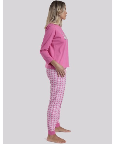 BARBIE Pijama de Mujer Manga Larga Vichy Mood en Rosa