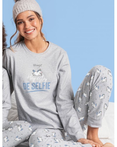 MR WONDERFUL Pijama de Mujer Manga Larga "Estoy de Selfie"