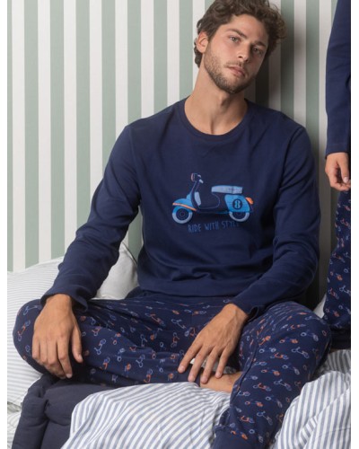 ADMAS Pijama de Hombre Manga Larga "Vespa Style"