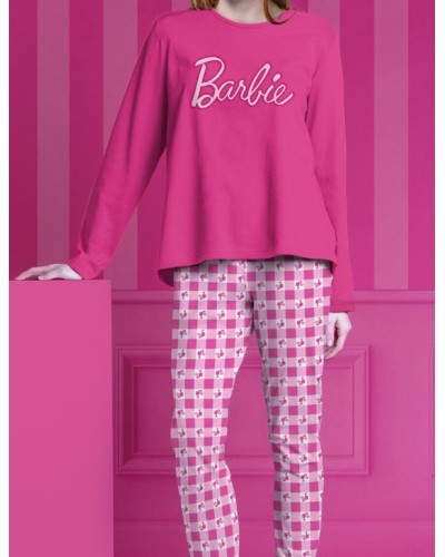 BARBIE Pijama de Mujer Manga Larga Vichy Mood en Rosa