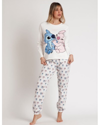 Pijama de Manga Larga Ohana para Mujer en Color Crudo