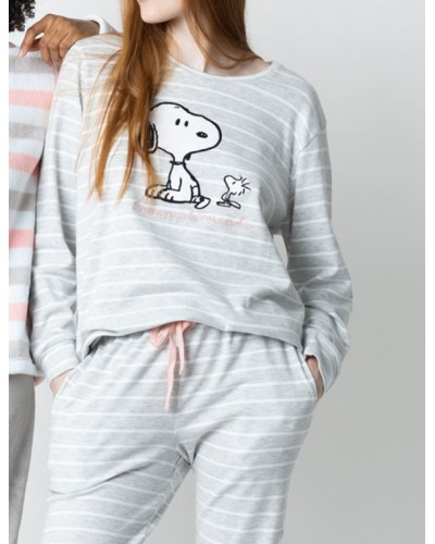 Pijama de manga larga Snoopy y sus amigos para mujer