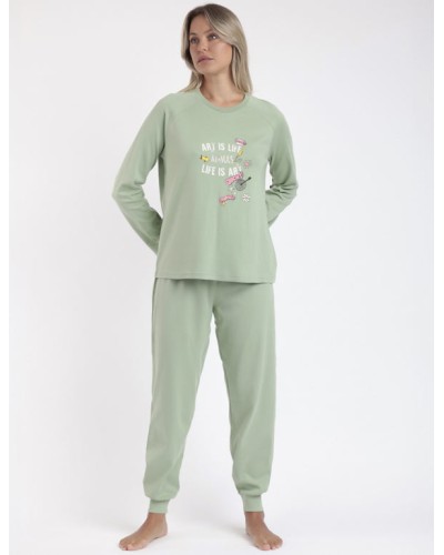 Pijama de invierno para mujer en color verde de Admas