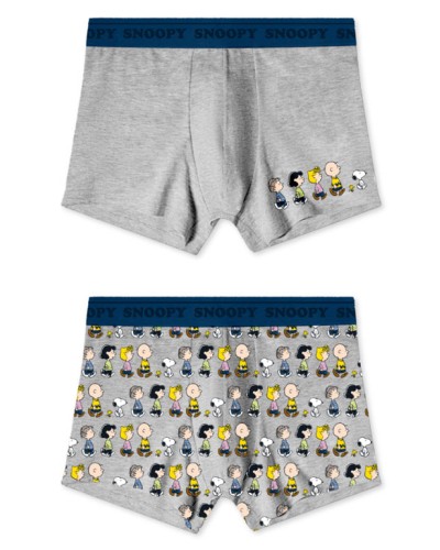 Pack de 2 calzoncillos gris de Snoopy con diseño divertido