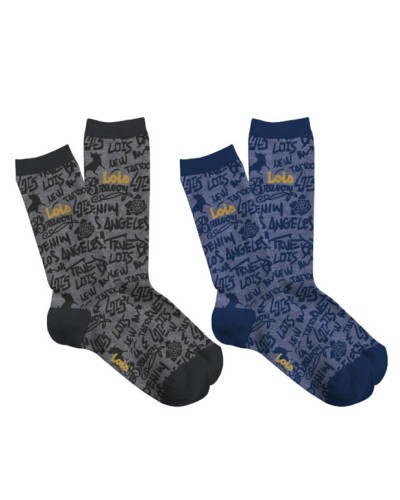 Calcetines LOIS Azul Marino para Hombre Estampado de Letras